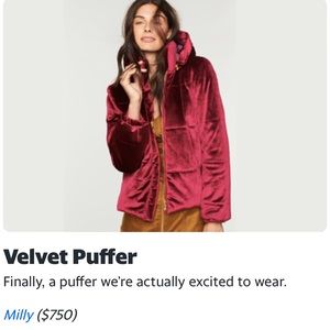 Milly GOLD Velvet Puffer Jacket